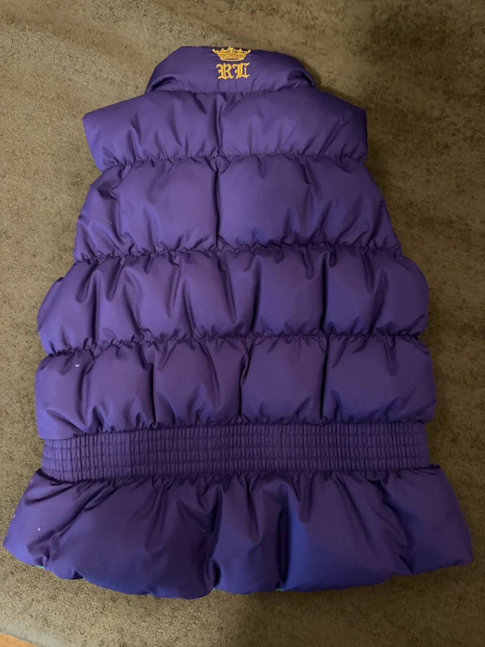 Ralph Lauren Purple Quilted Puffer Vest with Teal Trim